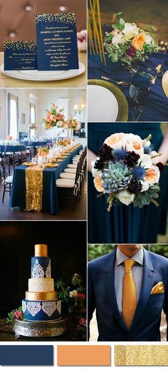 a collage of different wedding colors and details