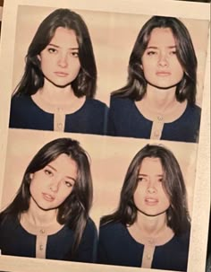 four different pictures of a woman's face with multiple expressions on the same photo