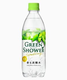 a bottle of green shower sparkling water