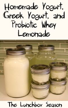 homemade yogurt, greek yogurt and probiotic whey lemonade