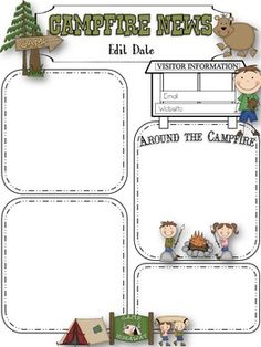 the campfire news graphic is shown in this printable file for kids to use