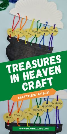 a paper plate with the words treasuress in heaven craft on it and an image of a