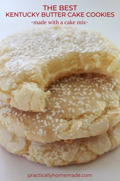 the best kentucky butter cake cookies made with a cake mix are stacked on top of each other