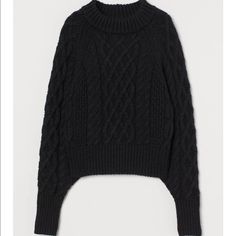 Brand New With Tags H&M Cable-Knit Sweater. From The Conscious Collection Last F/W Season. Size - Xs Color - Black Condition - Excellent, Never. Purchased Directly From H&M Description From H&M - “Soft, Cable-Knit Sweater With Wool Content. Long Raglan Sleeves And Ribbing At Neckline, Cuffs, And Hem. Polyester Content Is Recycled.” Currently Sold Out. Comes From A Pet, Smoke, Coronavirus Free Home. Black Sweater Png, Sweater Png, Black Cable Knit Sweater, Pull Rose, Best Black Friday, Cable Knit Jumper, Black Xs, H&m Women, Black Sweater