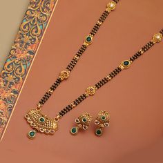 Mangalsutra With Earrings Gold, Tanishq Jewellery, Bride Collection, Rani Haar, Black Beads Mangalsutra Design, Bangles Gold