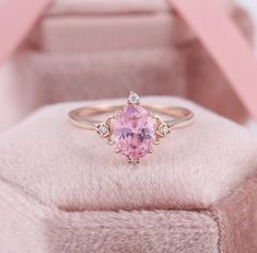 Pink Morganite Engagement Ring, Oval Morganite Rose Gold Ring, Natural Morganite Rose Gold Ring, Gemstone Ring, Custom Anniversary Rings ✧･ﾟ: *✧･ﾟ:* Welcome to Charles Davin Jewelry*:･ﾟ･ﾟ✧ Moissanite - a gemstone known to bring in luck in someone's life, the user can give off a look of elegance. You can give your special someone luck whilst showing your love to them. ✶Material: 10K/ 14K/ 18K ✶Main Stone: Oval Cut Natural Pink Morganite; Approx. 6*8mm ✶Side Stone: Moissanite Total: 0.05ct ✶Color: Oval Pink Morganite Diamond Ring, Pink Oval Sapphire Ring As Gift, Pink Oval Diamond Ring For Proposal, Pink Oval Diamond Promise Ring, Oval Pink Diamond Ring For Proposal, Pink Oval Rings With Center Stone, Pink Oval Cabochon Wedding Jewelry, Pink Oval Cabochon Jewelry For Wedding, Pink Oval Gemstone Rings