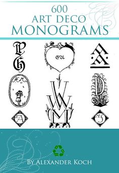 the book cover for 500 art deco monograms