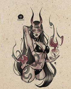 Dark Pinup Tattoo, Incubus Tattoo, Pin Up Tattoo, Flash Characters, Pinup Tattoo, Demon Tattoo, Black Castle, Cute Little Tattoos