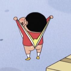 an animated image of a sumo wrestler holding his hands up in the air while standing on a platform