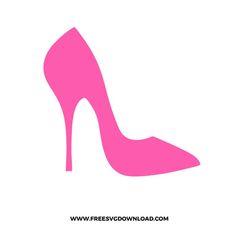 a pink high heeled shoe with the word free down load on it's side