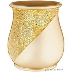 a vase with gold foil on it