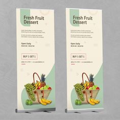 Food Roll Up Banner Vol 03 Corporate Identity Fresh Fruit Desserts, Roll Up, Corporate Identity, Fruit Desserts, Melon, Fresh Fruit, Rolls, Fruit