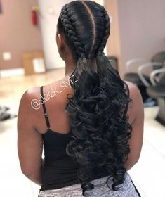 Pigtail Updo, Updo Ponytails, Braid Cornrows, Braids Weave, Goddess Braid Styles, Goddess Braid, Two French Braids, Two Braid Hairstyles