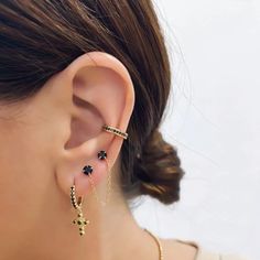 Ear Piercing Simple, Curated Ear Piercing, Piercing Simple, Ear Bar, Double Stud, Curated Ear, Talisman Jewelry, Chain Earring, Inner Goddess