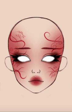 Makeup Face Charts Ideas, White Base Makeup, Cosplay Face Paint, Tattoos For Women Shoulder, Minimalist Tattoos For Women, Abstract Makeup Looks