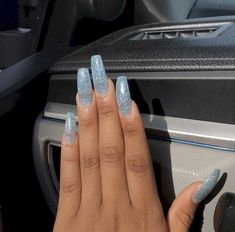 Blue Glitter Nails, Blue Nail, Jelly Nails, Nail Designs Glitter, My Nails, Artificial Nails, Blue Glitter, Perfect Nails, Blue Nails