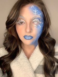 Winter makeup looks Snowman Makeup Face, Winter Wonderland Makeup, Makeup Artistique, Snow Makeup, Ice Queen Makeup, Winter Glamour, Wonderland Makeup, Makeup Themes