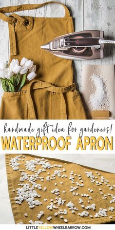 the instructions for how to make an apron with waterproof aprons and flowers on it