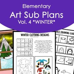 the winter art sub plans for kids to use in their homes and school projects, including crafts