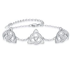 PRICES MAY VARY. 【BEAUTIFUL YEARNING】Family affection, friendship, and love make our lives full of sunshine and hope. Trinity knot bracelets perfectly interprets this dynamic cycle of joy intertwined.Sterling Silver Triquetra Celtic Knot Bracelets for Women. 【UNIQUE DESIGN】Trinity Celtic knot symbolizes three inseparable elements: love, respect, and protection.This uniquely designed jewelry has an irresistible braclets. 【 HIGH-QUALITY MAKING】Irish jewelry Gift is made of 925 sterling silver to e Symbolic Friendship Bracelet Jewelry, White Gold Friendship Bracelets, Symbolic Sterling Silver Friendship Bracelets, Sterling Silver Friendship Spiritual Bracelets, Sterling Silver Friendship Bracelet, Sterling Silver Jubilee Bracelet For Friendship, Sterling Silver Jewelry For Friendship, Sterling Silver Round Jewelry For Friendship, Spiritual Sterling Silver Charm Bracelet For Friendship