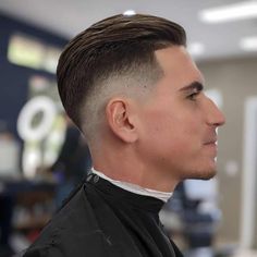 23 Awesome Slicked Back Hairstyles for Stylish Guys Short Slicked Back Hair, Mens Slicked Back Hairstyles, Slick Back Haircut, High And Tight Haircut, High Fade Haircut