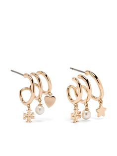 Find TORY BURCH Kira Multi Hoop Earrings on Editorialist. gold-tone gold plated polished finish faux-pearl detailing charm detail small hoop design post-back fastening These earrings come as a pair. Hoop Drop Earrings, Preppy Jewelry, Tory Burch Kira, Hoop Design, Dope Jewelry, Gold Cream, Jewelry Lookbook, Demi Fine Jewelry, Dolce E Gabbana