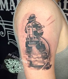 108+ Firefighter Tattoo Ideas To Inspire You In 2023 45 Outsons Tattoos Firefighter, Firefighter Tattoo Ideas, Female Firefighter Tattoo, Firefighter Tattoo Sleeve, Fireman Tattoo, Cross Shoulder Tattoos, Fighter Tattoos, Firefighter Tattoos, Fighter Tattoo