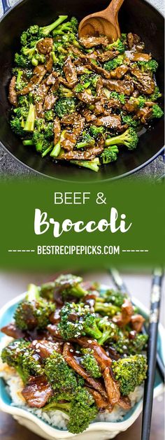 beef and broccoli stir fry in a skillet