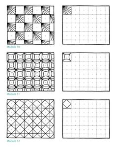 four squares with different shapes and sizes