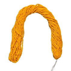 a yellow rope with two ends on a white background