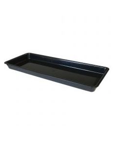 an empty black tray on a white background