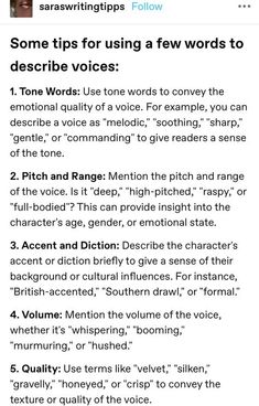 some tips for using a few words to describe voice