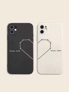 two iphone cases with the same design on them, one is black and one is white