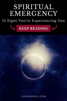 the front cover of a book with an eclipse in the sky and text that reads,'spirit emergency 15 signs you're experiencing one keep reading