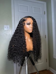 *This is a GLUELESS PREMADE UNIT* All PRE ORDERED wigs take 10-15 business days to be completed. The standard shipping time is 2-3 days. All wigs come fully customized and ready to wear with combs and adjustable straps. All premade wigs come in standard sizes that fit 20in-23.5in head sizes. Wig Specs Wig Specs Style: natural curl pattern Density: 250% Length: 26” Hair type: Virgin (Italian Curly) Color: natural dark brown Lace: hd 6x6 lace closure Brazilian Curly Wig, Curly Wig Styles, Long Curly Wigs, Lace Wigs Styles, Brazilian Curly Hair, Curly Color, Curly Lace Wig, Wig Collection, Curly Weave Hairstyles