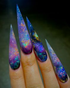 Magic Opal-Pamper Nail Gallery Nail Design Glitter, Tree Nail Art, Opal Nails, Tree Nails, Nail Art For Beginners, Colorful Nail, Dope Nails, Nail Polishes, Long Acrylic Nails