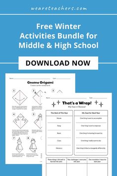 the free winter activities bundle for middle and high school