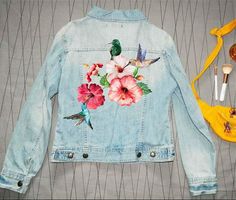 Applique Birds, Thrift Wishlist, Hand Painted Denim, Painted Clothing, Look Boho Chic, Mode Kimono