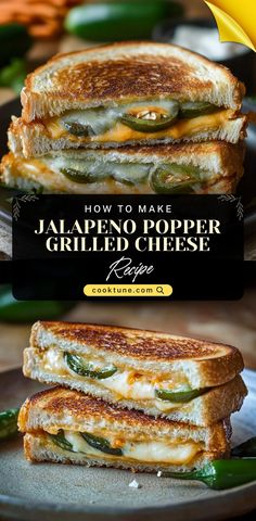 grilled cheese sandwich with jalapeno peppers on the side