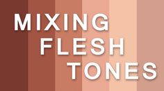 the words mixing flesh tones are in white letters on a brown and pink striped background