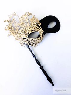 Gold Goddess Phantom Venetian Masquerade Mask with Handheld | Etsy Luxury Gold Masquerade Mask For Festivals, Black And Gold Masquerade Mask Stick, Black And Gold Masquerade Mask, Mask For Masquerade, Elegant Face Mask, Masquerade Ball Masks, Gold Masquerade Mask, Gold Goddess, Venetian Masquerade Masks