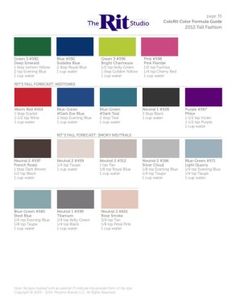 the rtt studio color chart with all colors