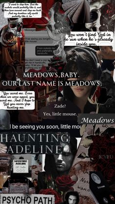 a collage of images with words and pictures on them, including an image of a woman