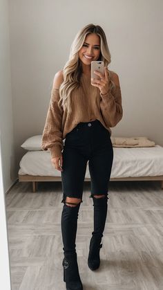 Cold Weather Outfits Dressy Casual, Business Casual Outfits With Sweaters, Fall Outfits Women Classy Casual, Casual Fall Outfits With Boots, Fall Nice Outfit, Fall Skirt Ideas Outfit, Fall 2024 Dinner Outfits, Cute Day Date Outfits Winter, October Casual Outfits