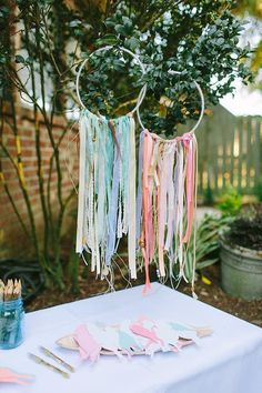 there is a table that has some decorations on it