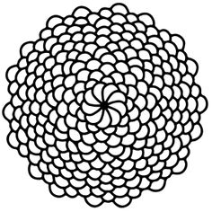 a black and white image of a flower with lots of petals in the shape of a ball