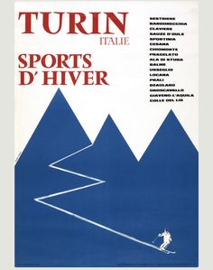 an advertisement for a ski resort in the mountains with skiers going uphill on it