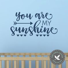 you are my sunshine wall decal in navy blue with an arrow and the words, you are my sunshine