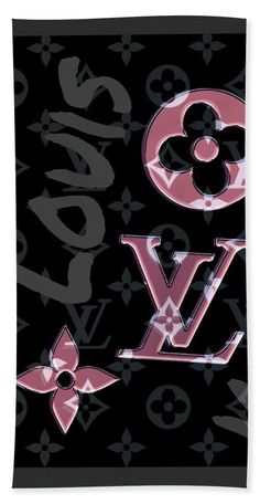 louis vuitton logo on black and pink fleece beach towel featuring the word louis vuitton