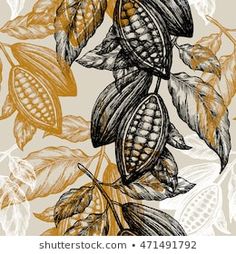 corn on the cob with leaves and flowers seamless pattern, hand drawn illustration